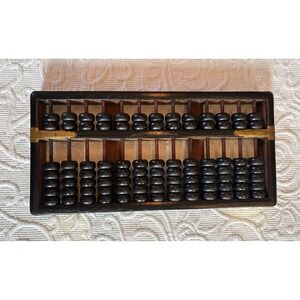 VTG Asian Abacus of Black Lacquered Wood & Brass.